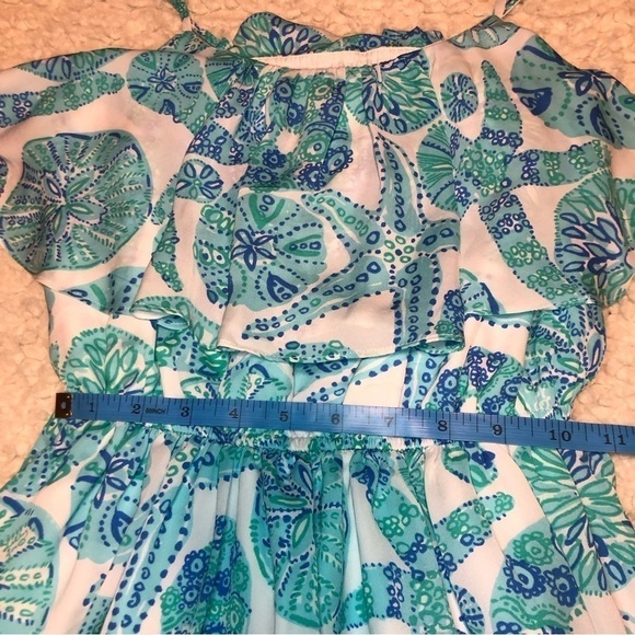 Lilly Pulitzer Ocean Sea Urchin Flounce Dress XS Starfish Ruffle Blue White - Picture 7 of 8
